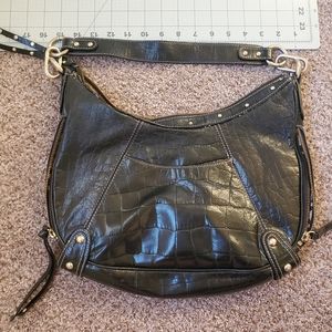 A. Giannetti Bag Dark Brown Croc Embossed Hobo Bag